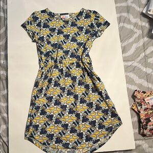 Blue and Yellow Patterned Women's Dress